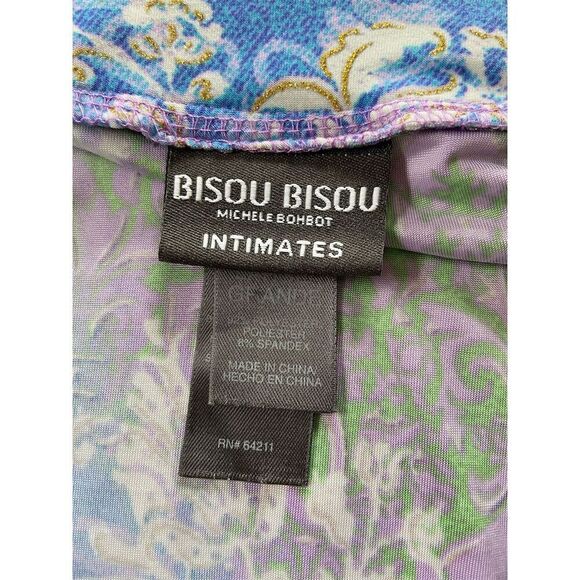 Bisou Bisou Kimono Robe Floral Bell Sleeve Wrap Tie Size L Multicolor - Picture 3 of 13